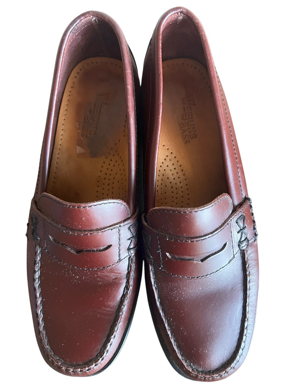 VTG GH Bass Weejuns Womens 6.5 Penny Loafers Burgundy Oxblood Leather Preppy